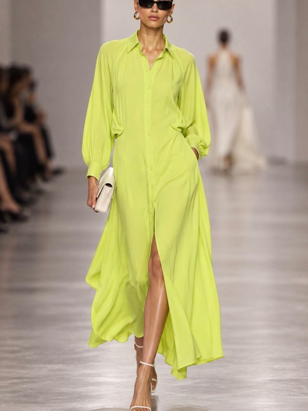 Wild Pony Chartreuse Shirt Dress Dopamine Dressing Editorial Coastal Resort
